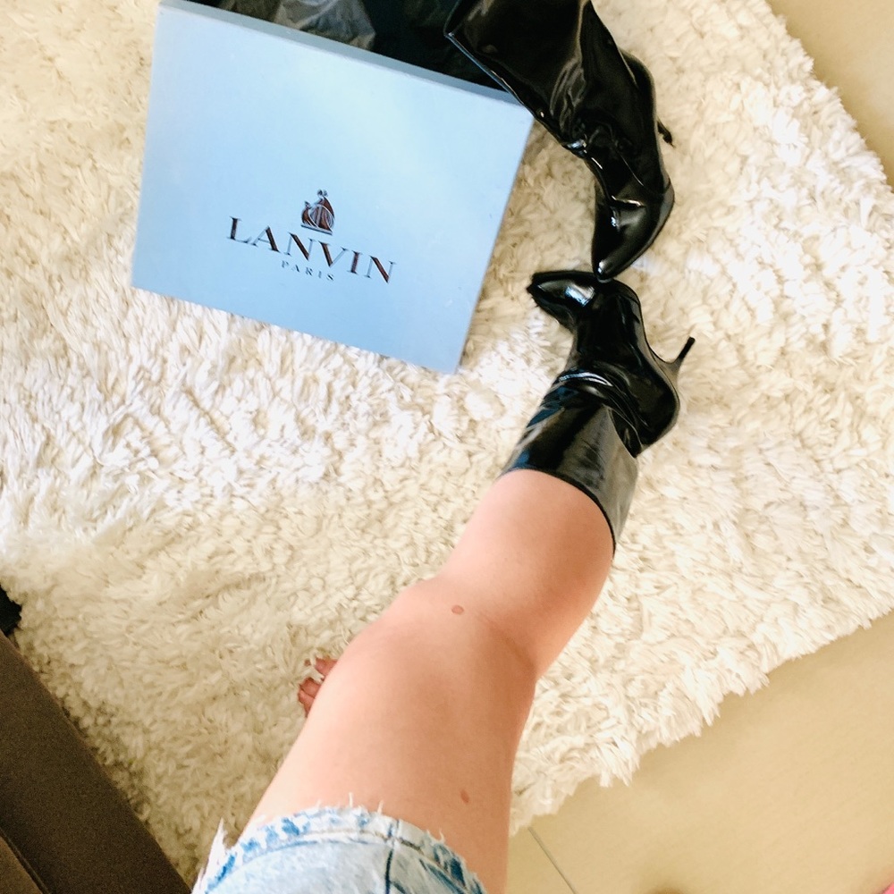 💖✨Lanvin Paris💖Black Pattern Leather short boots - Picture 12 of 16